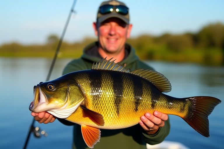David Chen holding a large Peacock Bass